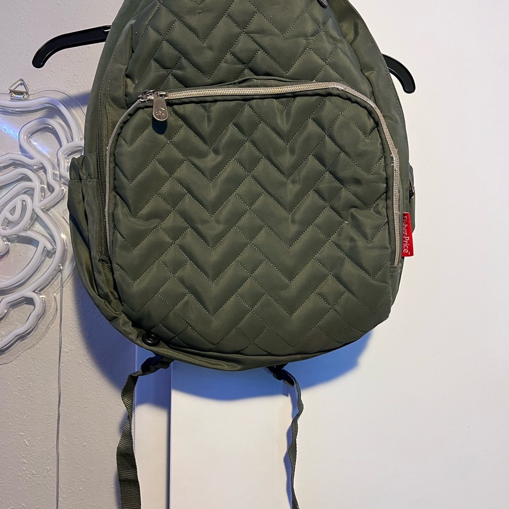 Olive Green Quilted Backpack